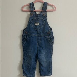 OshKosh B'gosh Dark Blue Denim Heart Bib Overalls